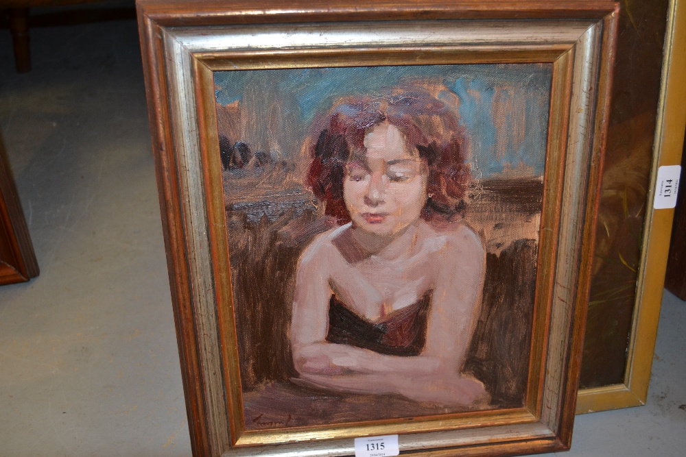 Ken Moroney, signed oil in canvas, portrait of a young lady, signed Moroney, 12ins x 10ins