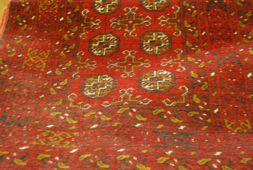 Afghan red ground runner, small Kelim rug and an Afghan rug