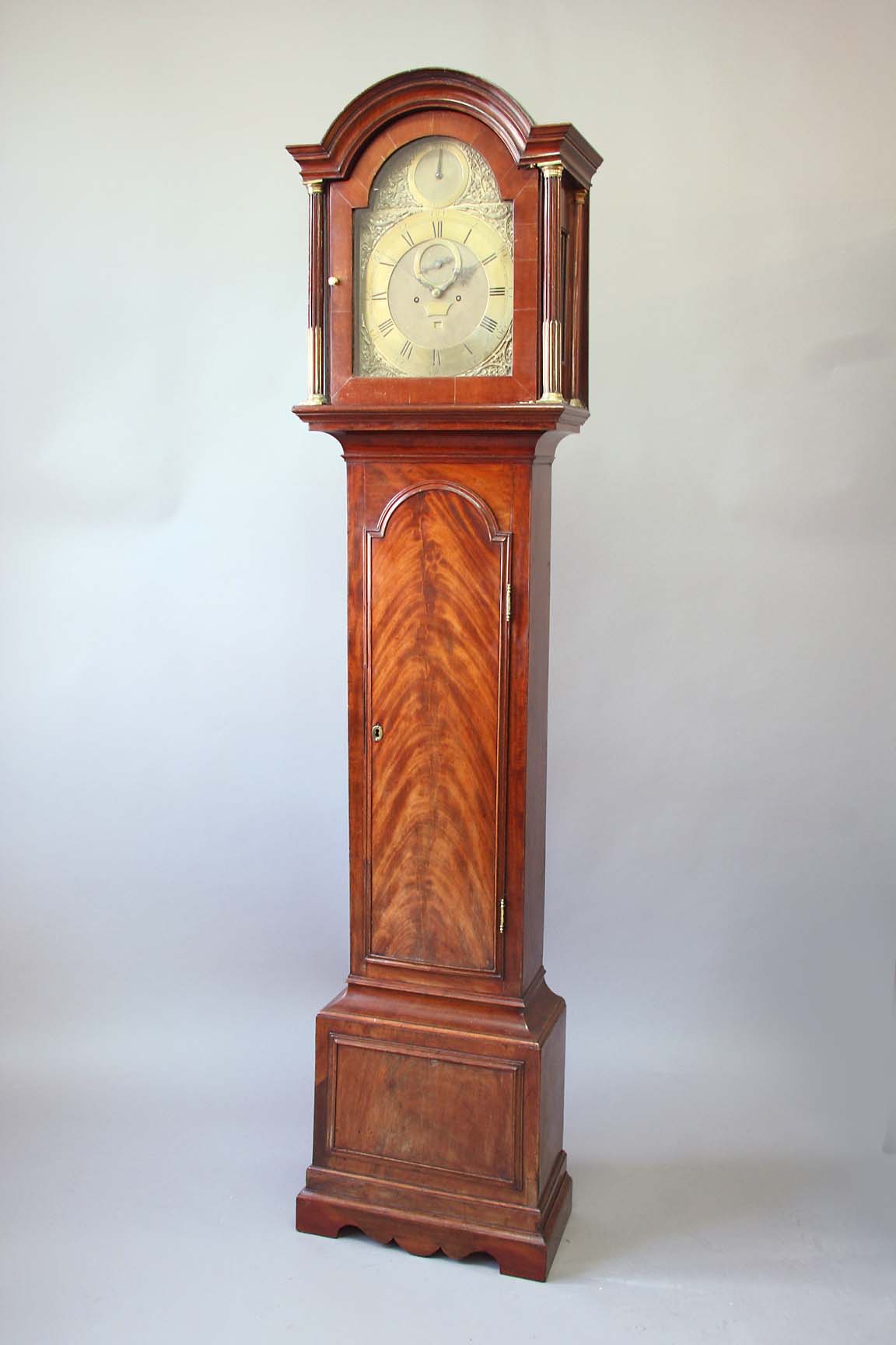 A MAHOGANY LONGCASE CLOCK dial 12inch, brass chapter ring, subsidiary seconds ring and calendar