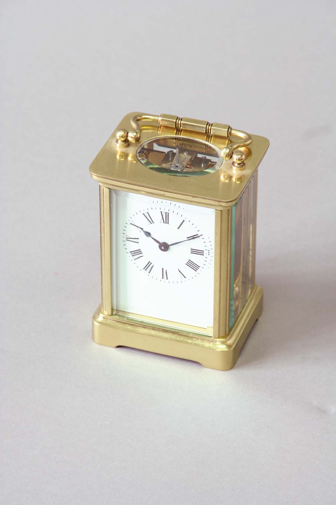 A CARRIAGE TIMEPIECE  dial white enamel, movement with cylinder escapement, 4 1/2ins. (11.5cms.)