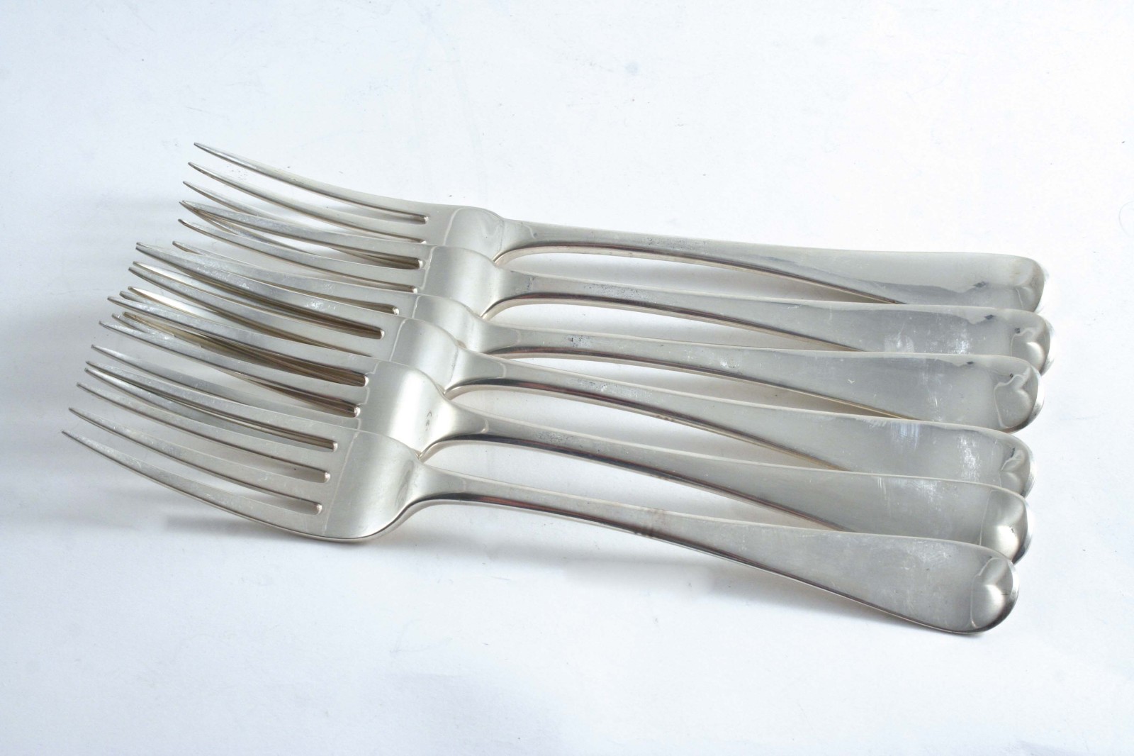 A SET OF SIX GEORGE III OLD ENGLISH PATTERN TABLE FORKS by Thomas Wallis & Jonathan Hayne, London