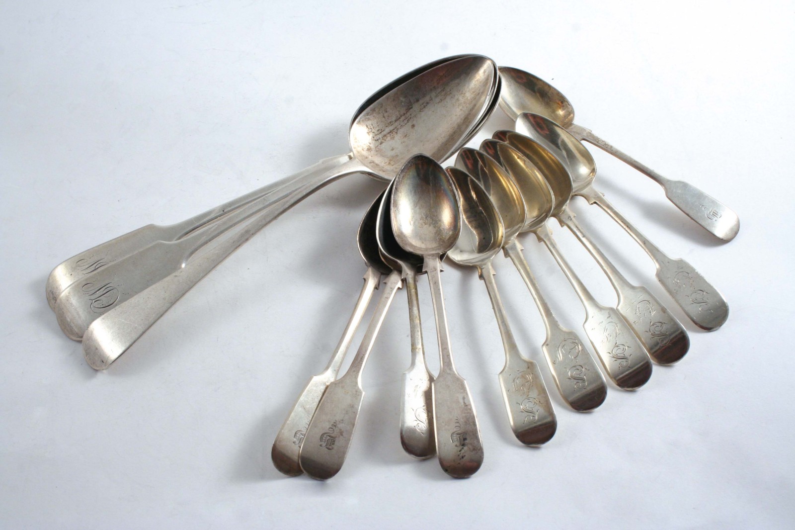 A SMALL QUANTITY OF EXETER-MADE FLATWARE INCLUDING:- A pair of Fiddle table spoons & four tea