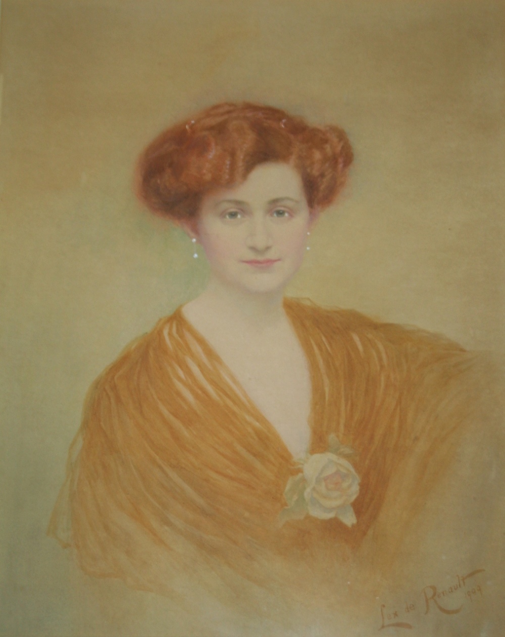 LEX DE RENAULT (Fl.c.1909) PORTRAIT OF A LADY Signed and dated 1909, watercolour 55.5 x 43.5cm. ++ A