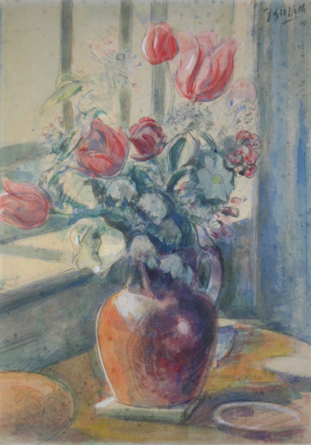 òFRANK GRIFFITH (1889-1979) STILL LIFE Signed and dated 49, watercolour and pencil 43 x 30cm.;