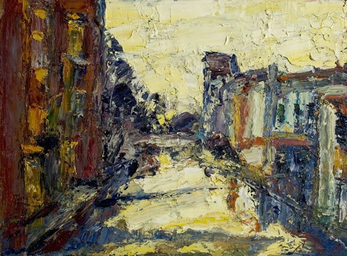 Andreas, Hans  (geb. 1947)  Houses on the Canal, 2007/08  Oil on canvas   Signed and dated lower