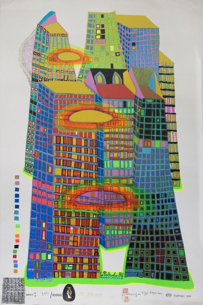 Hundertwasser, Friedensreich  (1928 - 2000)  Good Morning City - Bleeding Town, 1970/71  Screen