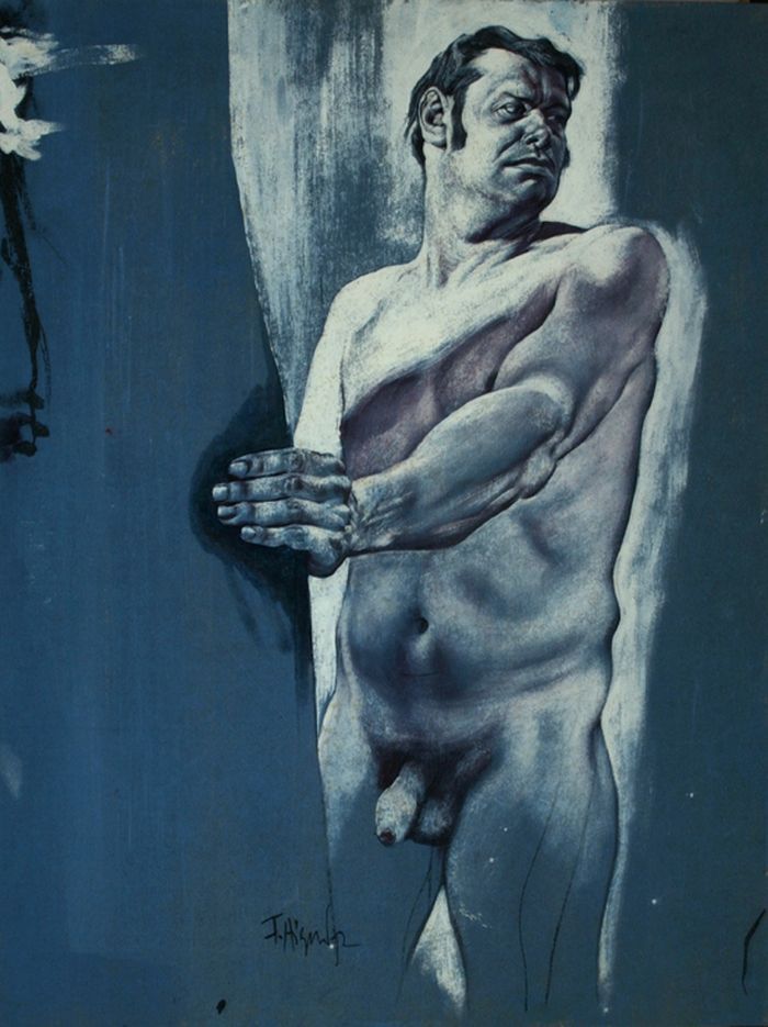 Aigner, Fritz  (1930 - 2005)  Male Nude, 1972  Mixed technique on board  Signed lower centre  25.