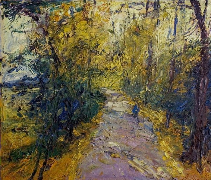 Andreas, Hans  (geb. 1947)  Autumn Avenue in Lobau, 1992  Oil on canvas  Signed and dated lower