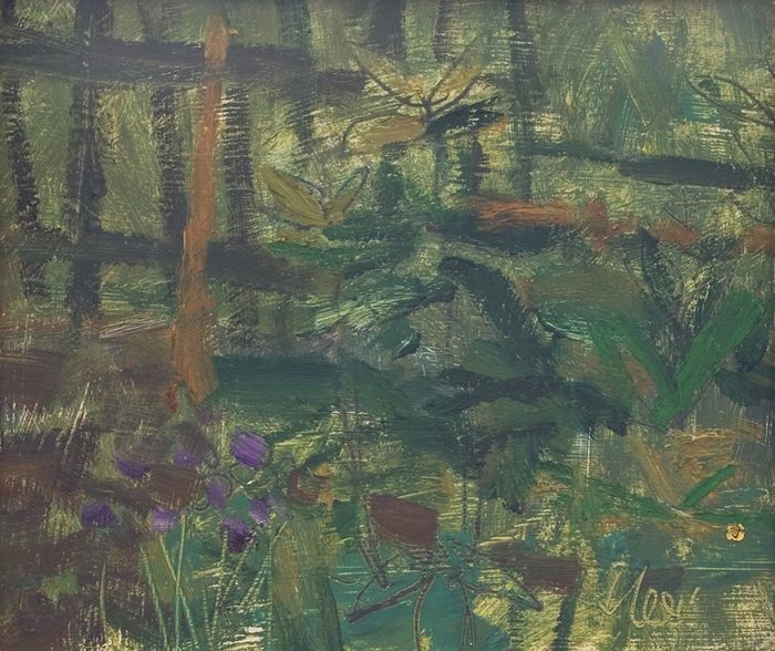 Haider, Hermann  (geb. 1938)  Detail of a Garden  Oil on board  Signed lower right  9.8x11.4"