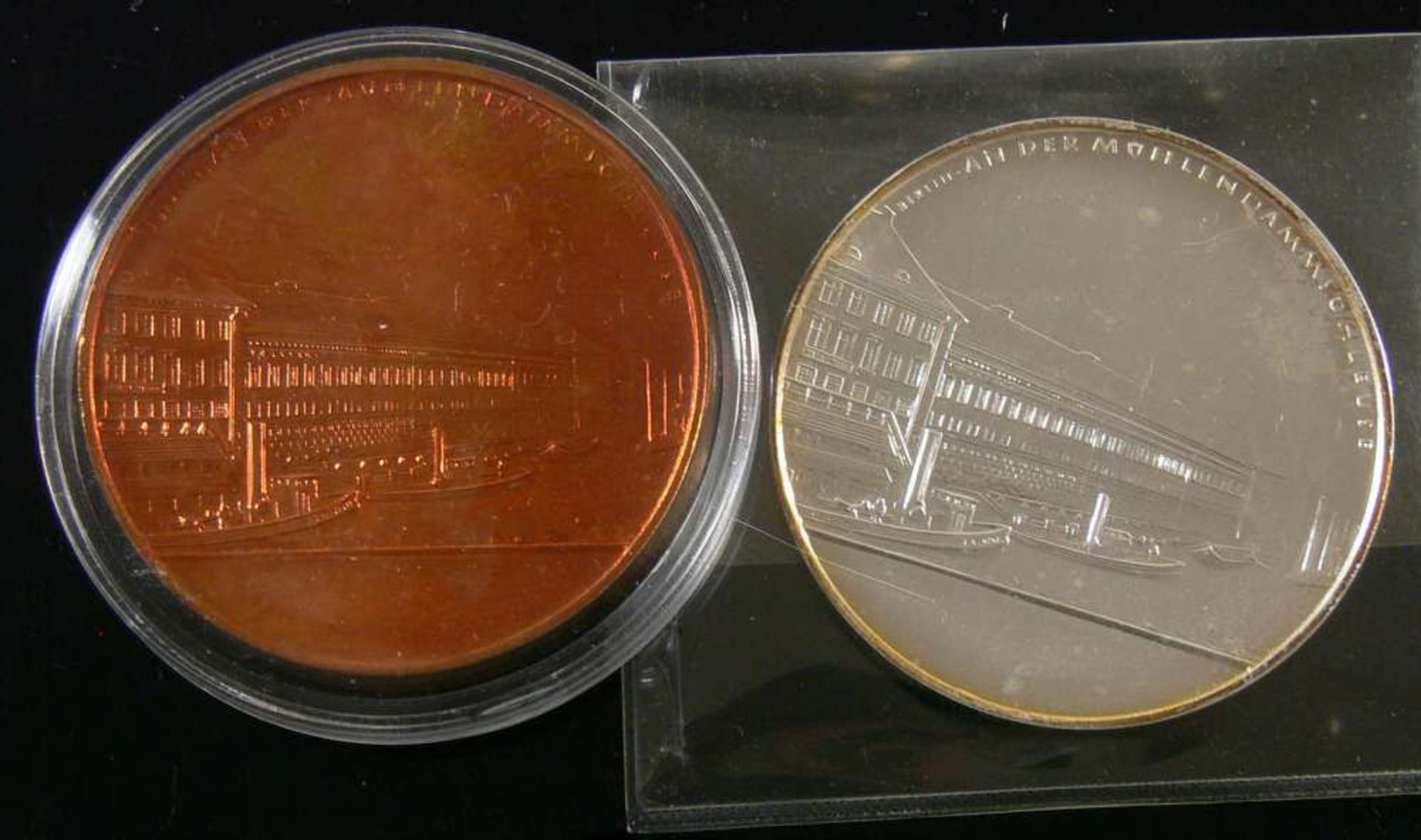 Lot der beiden Medaillen 1997, Jürgen Heymuth F. Krischker Berlin, in Tombak und Silber, "zum 40