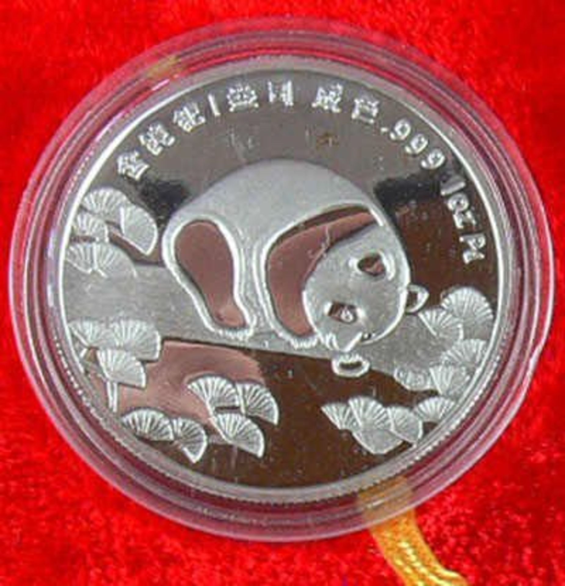 SELTEN!!! China 1989, 100 Yuan Palladium - Münze "Schlafender Panda". Gewicht: 1 oz. Palladium