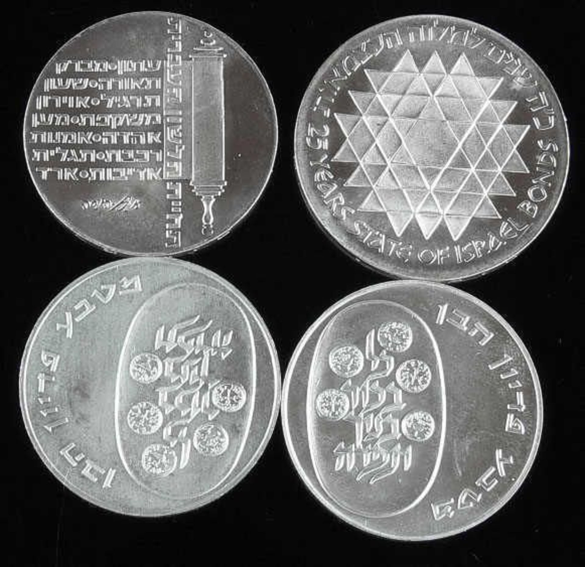 Israel, Konvolut Silbermünzen, bestehend aus: 1974 10 Lirot "Pidyon Haben", 1975 25 Lirot "25