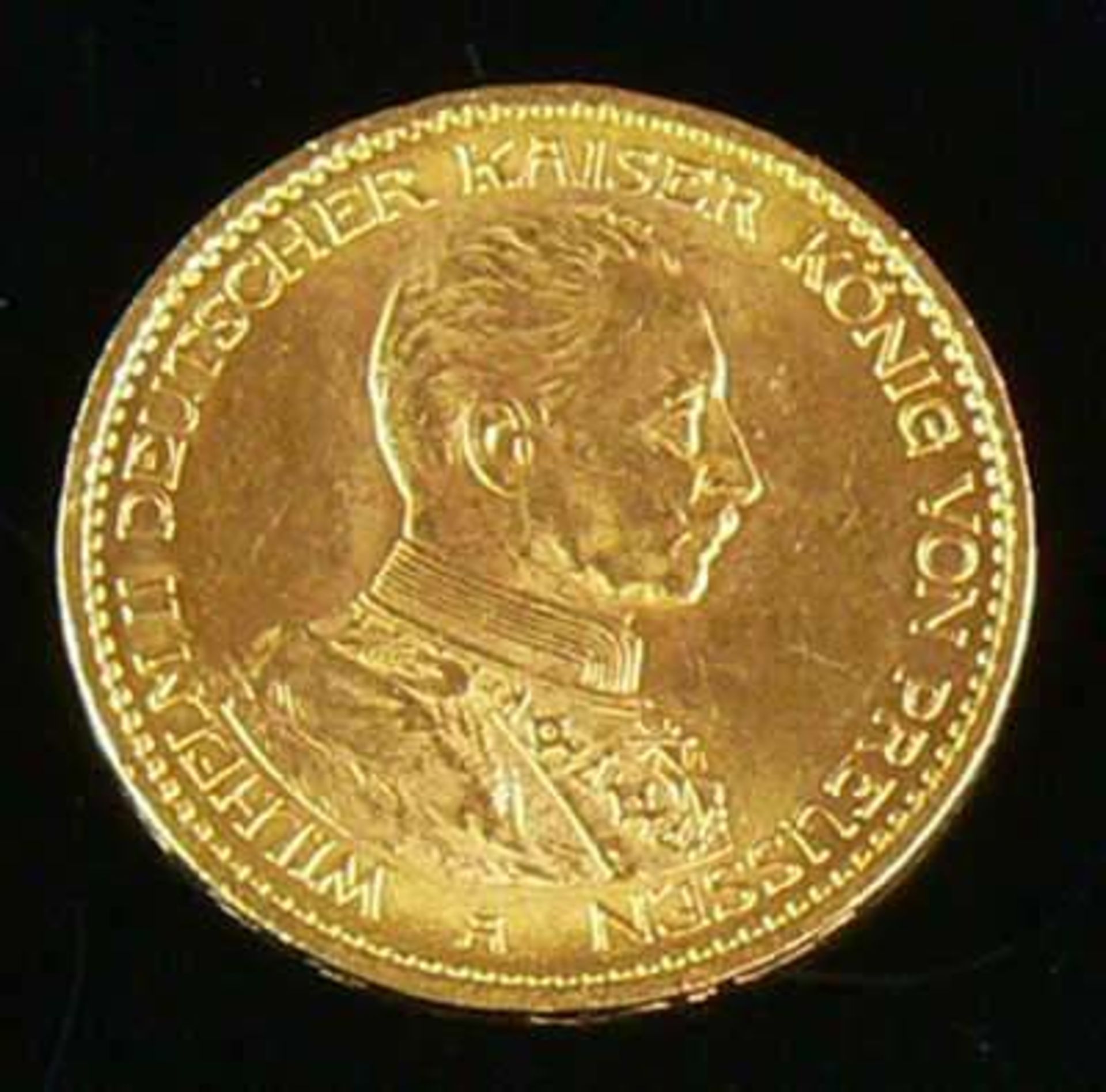 Dt. Kaiserreich 1914 A, 20.- Mark - Goldmünze "Wilhelm II in Uniform". Gold 900, Gewicht: ca. 7,96