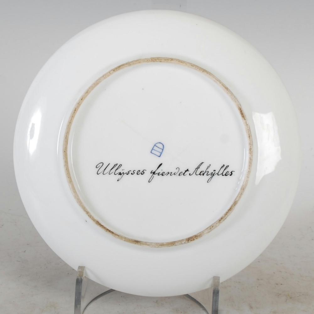 A Vienna porcelain hand painted cabinet plate titled `Ullysses et Achylles`, shield-shaped mark, - Image 2 of 7