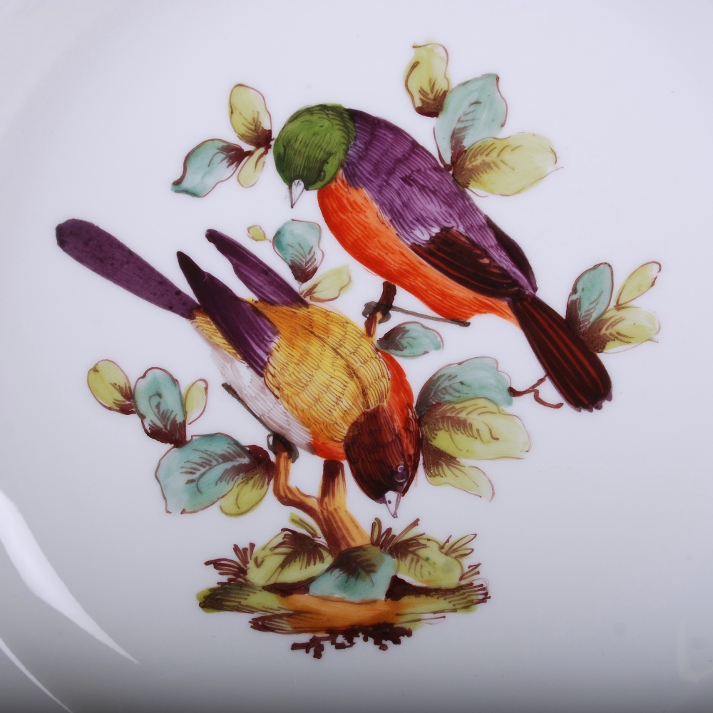 A set of six Meissen porcelain fruit plates, decorated with pairs of birds perching on branches and - Image 6 of 9