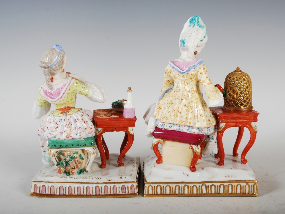 A group of five Meissen porcelain figures groups illustrating the Five Senses, See, incised `E.3` - Image 3 of 10