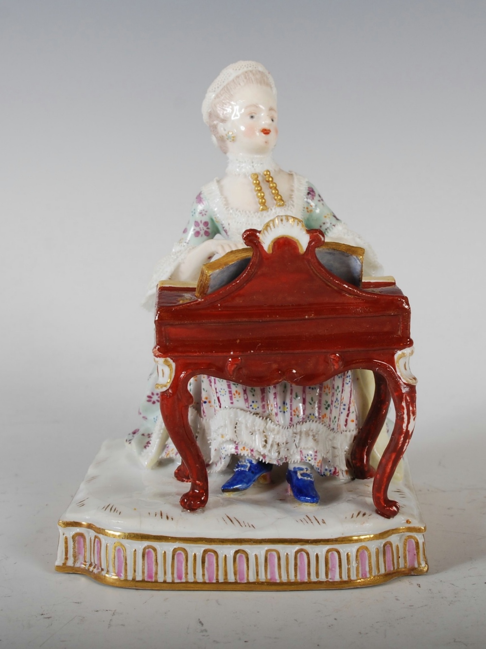 A group of five Meissen porcelain figures groups illustrating the Five Senses, See, incised `E.3` - Image 8 of 10