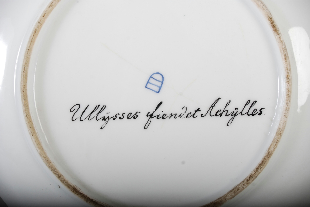 A Vienna porcelain hand painted cabinet plate titled `Ullysses et Achylles`, shield-shaped mark, - Image 4 of 7