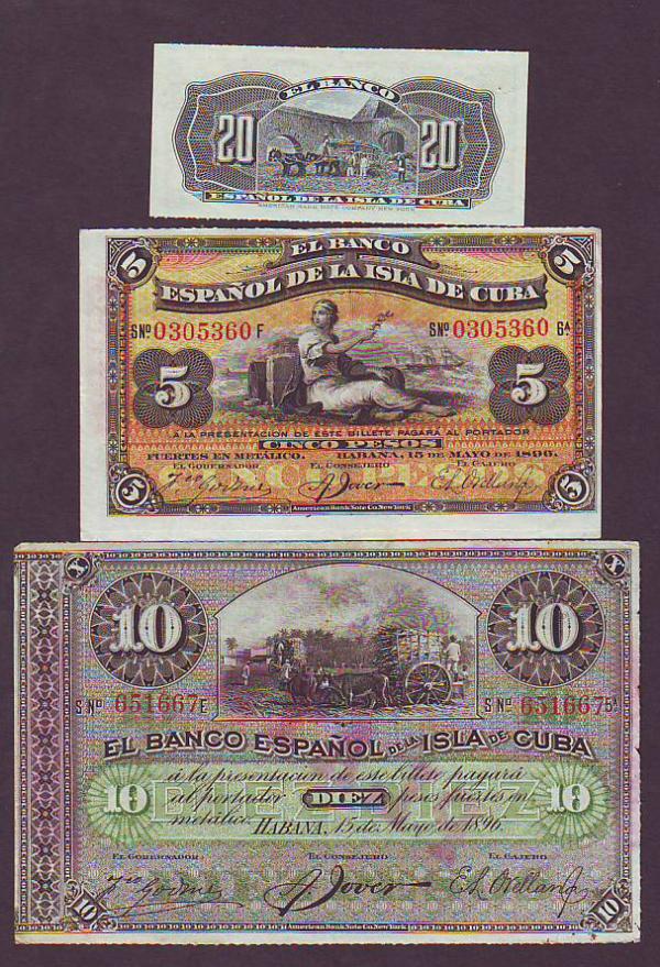 Cuba (16) includes 20 centavos 1897 UNC, 5 pesos 1896 aUNC, 10 pesos 1896 EF, 50 pesos 1958 UNC, - Image 2 of 2