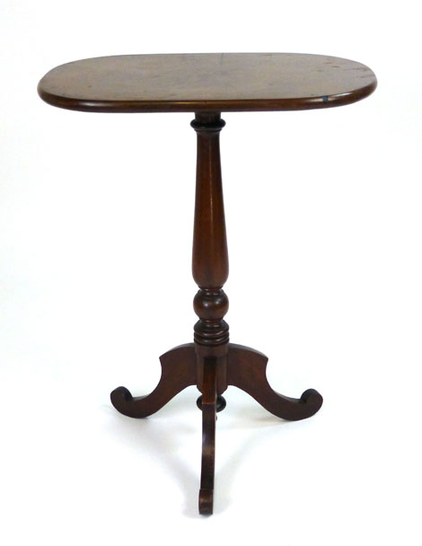 A 19th century mahogany occasional table, the oval top raised on a tapering and turned column and