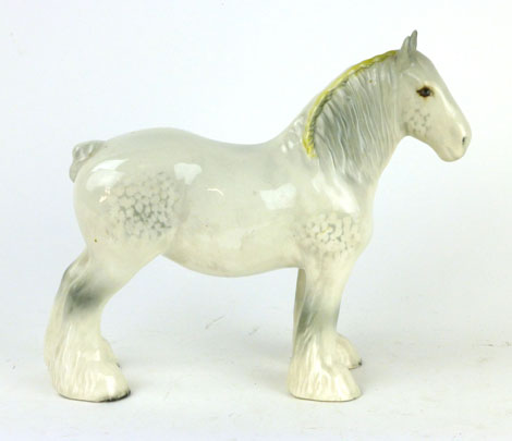 A Beswick figure of a standing Shire in grey gloss, printed marks to base