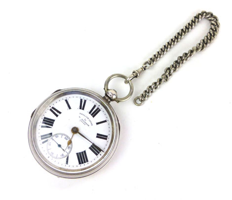 A silver cased open face pocket watch by W. Richman of Leeds, the white enamel face with black Roman