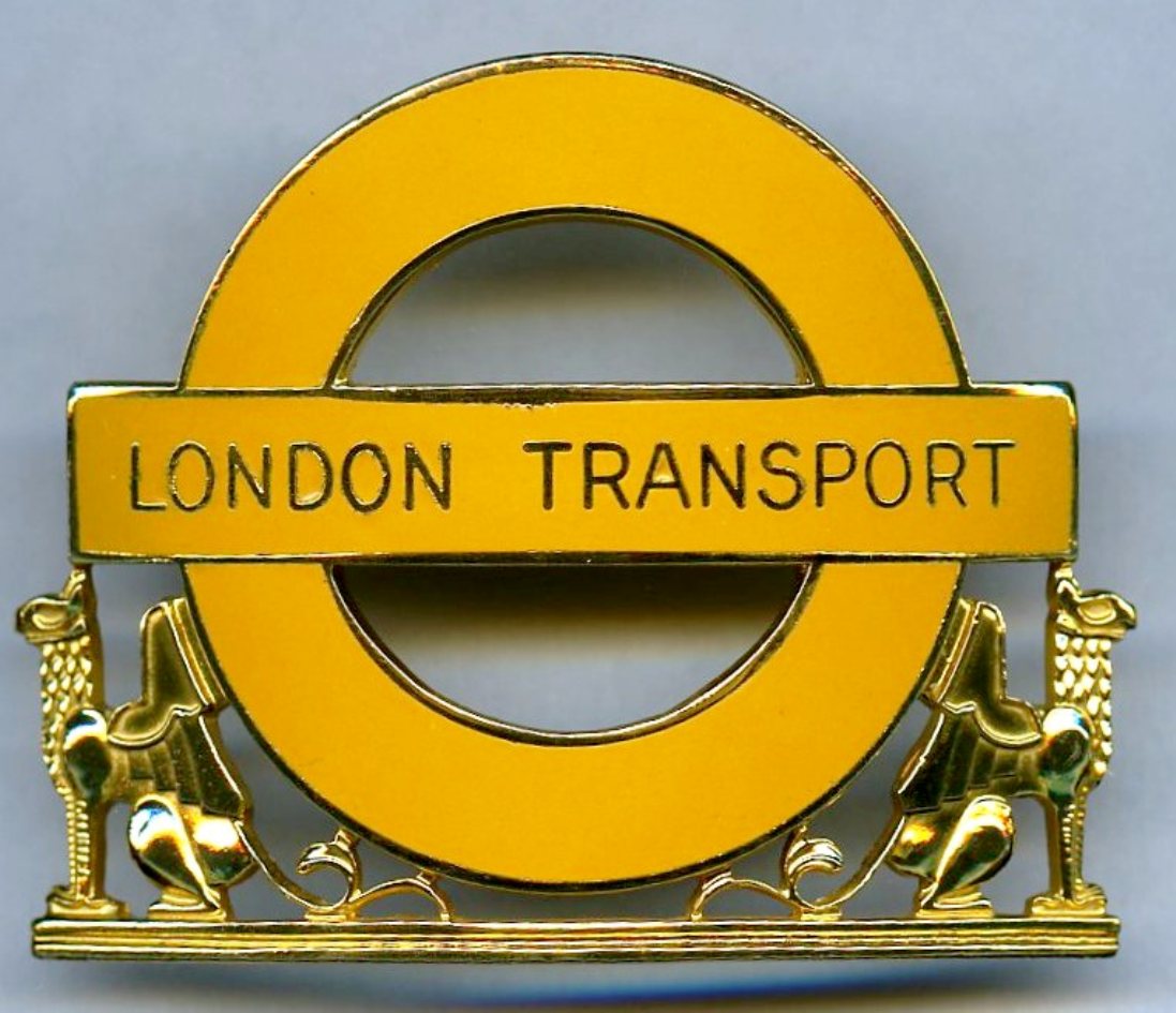 London Transport Underground Station Manager's CAP BADGE in gold-coloured metal with enamel