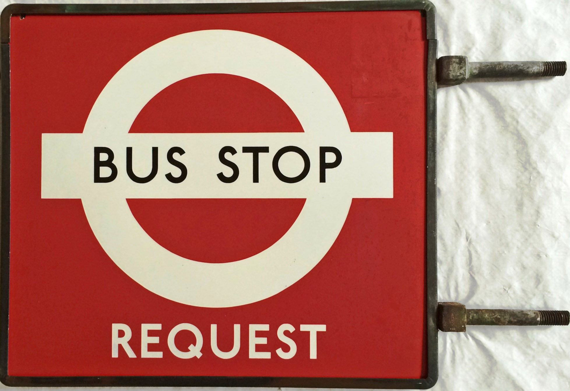 London Transport 1940s/50s enamel BUS STOP FLAG (request) of the type with two enamel plates