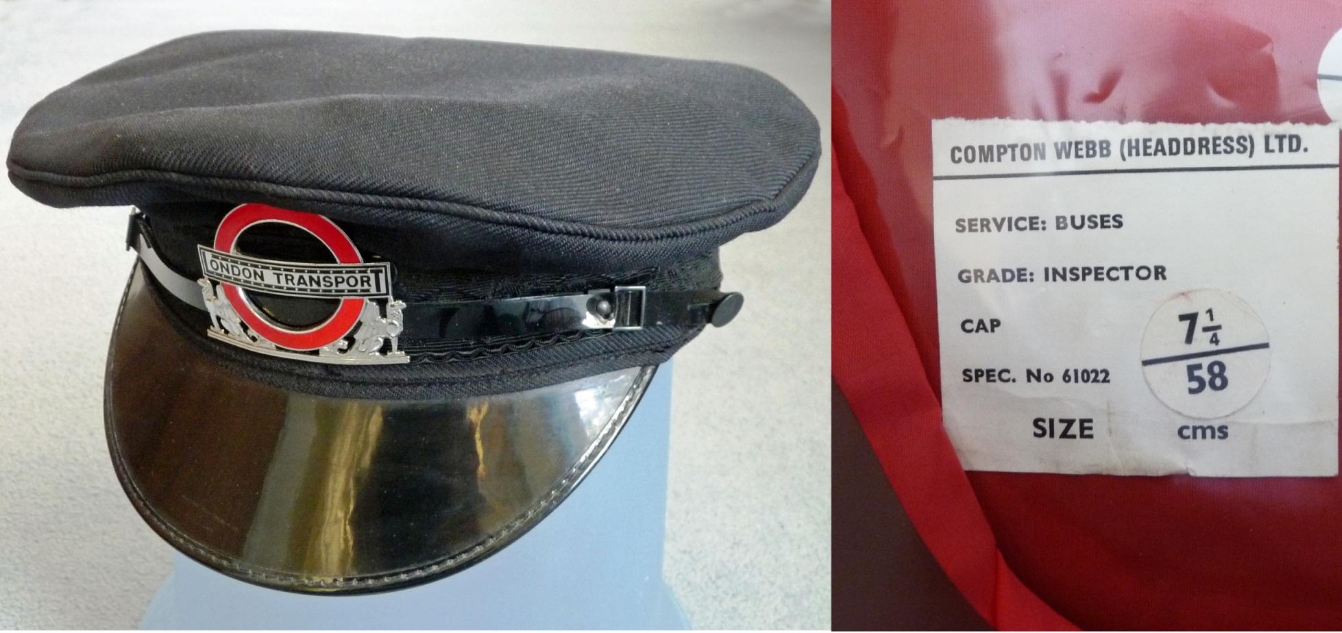 London Transport Bus Inspector's HAT & BADGE, a 1960s/70s issue manufactured by Compton Webb which