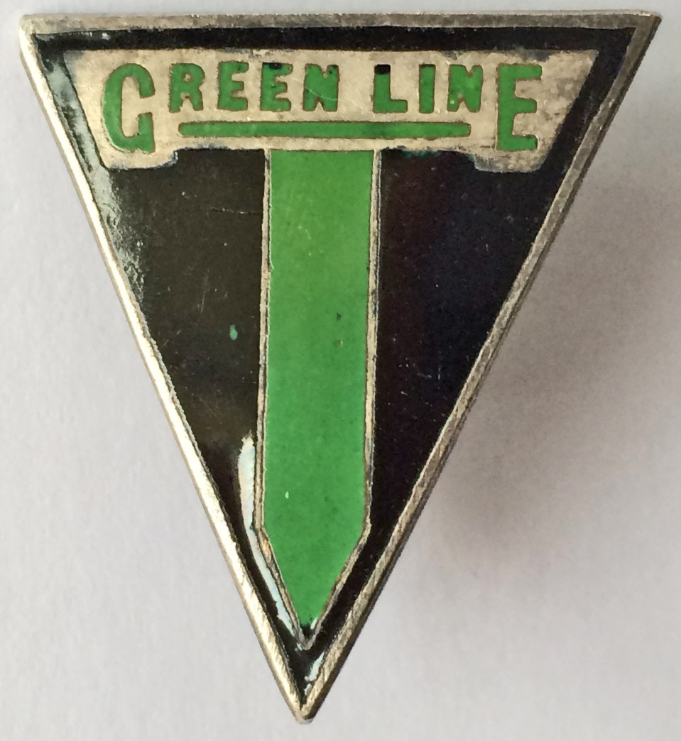 Green Line Coaches Ltd enamel LAPEL BADGE issued to coach crews from 1930 onwards, effectively a