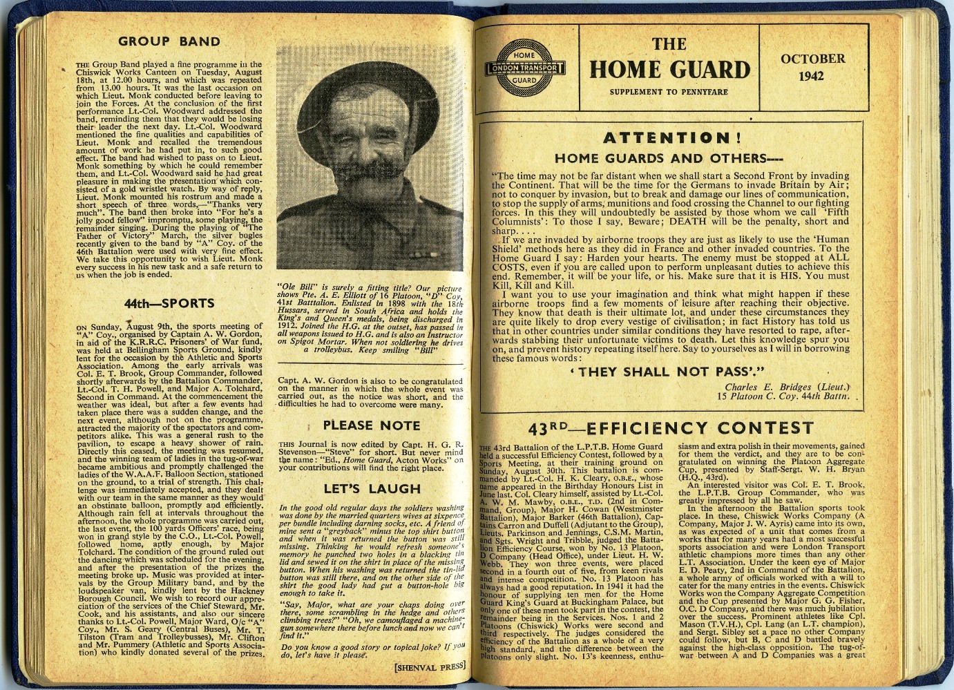 Bound Volume of the London Transport HOME GUARD SUPPLEMENTS TO PENNYFARE from October 1941 to