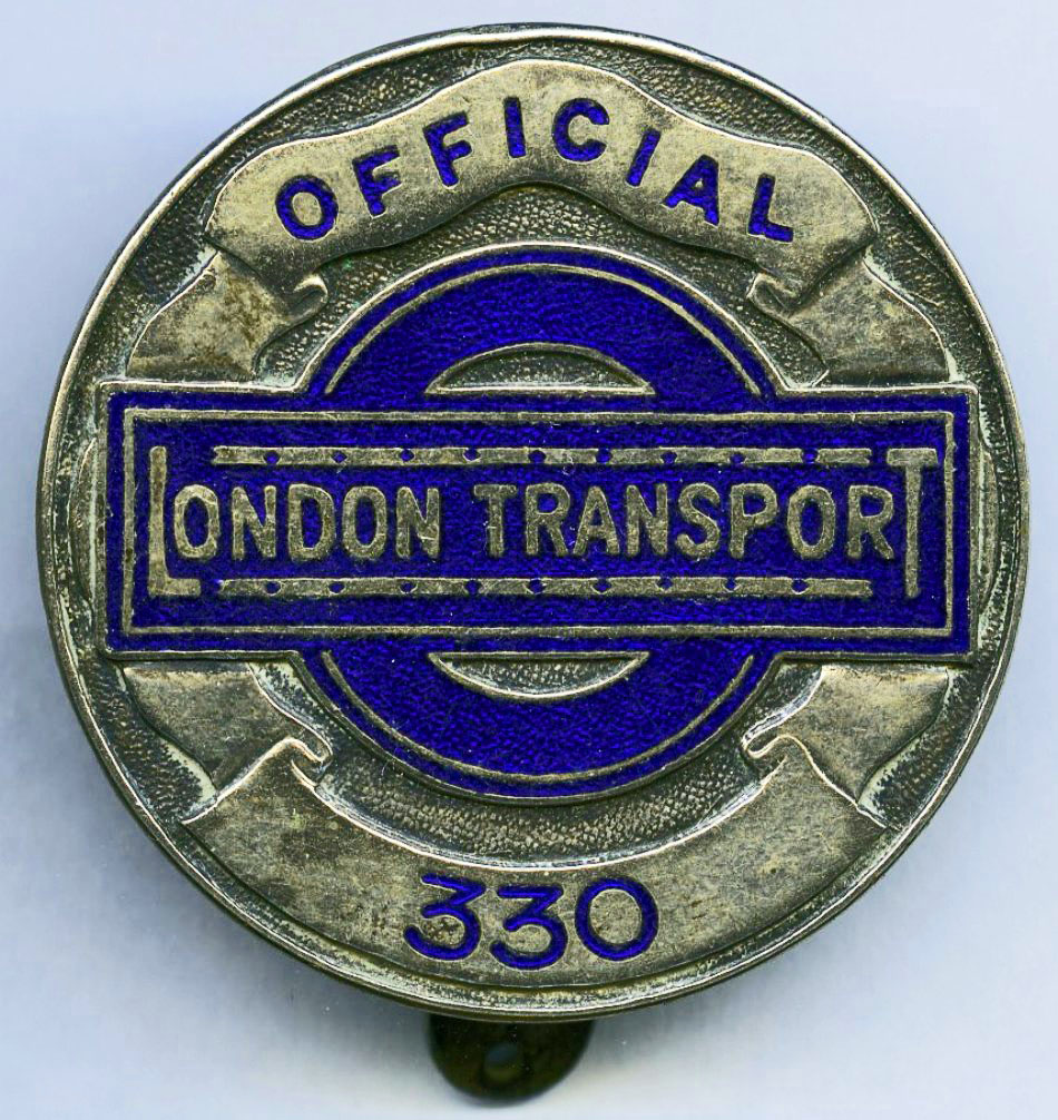 London Transport Central Buses OFFICIAL'S PLATE from the first LT issue in the 1930s with serial