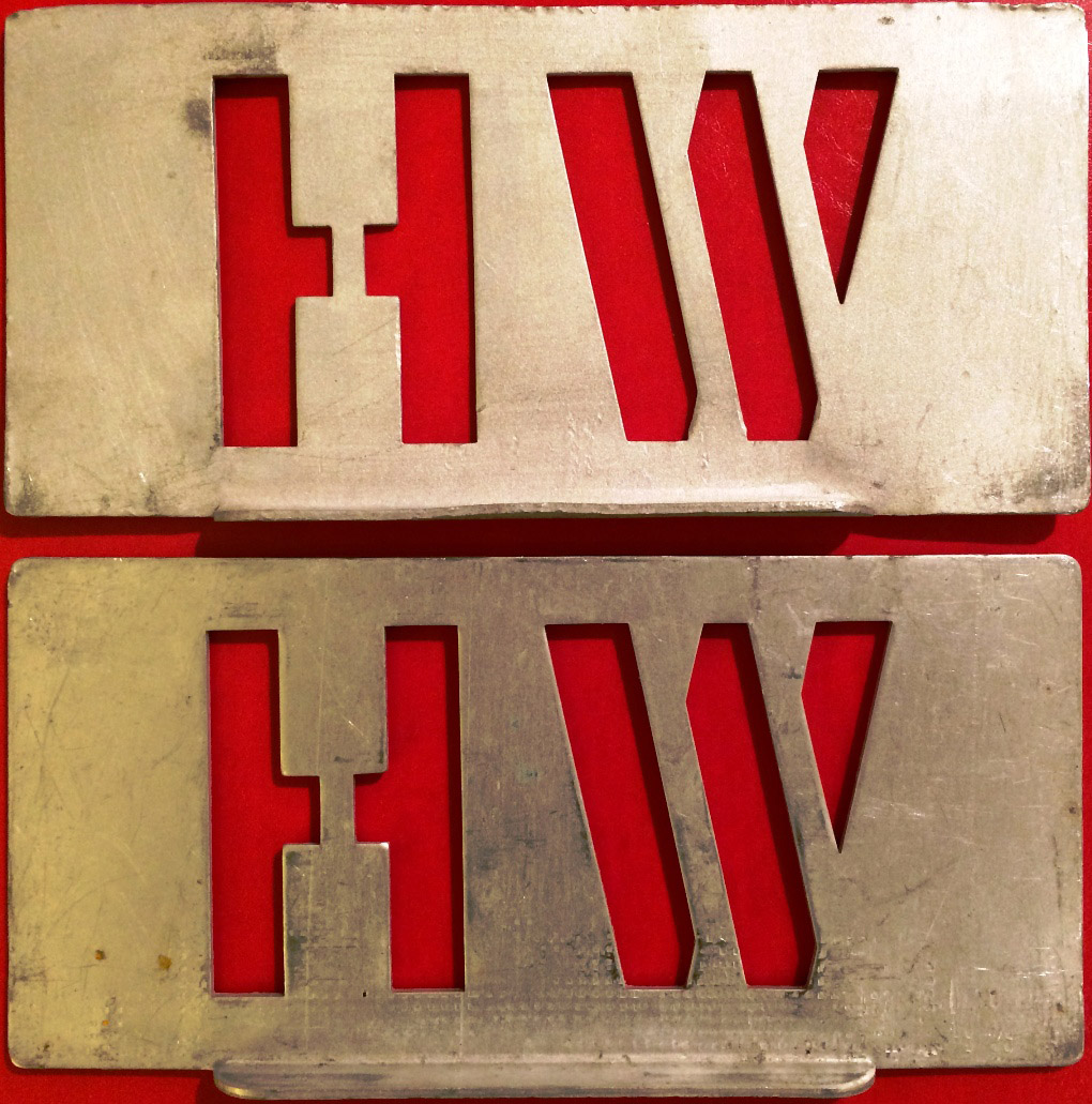 Pair of London Transport Central Buses GARAGE ALLOCATION PLATES for Southall, formerly Hanwell,