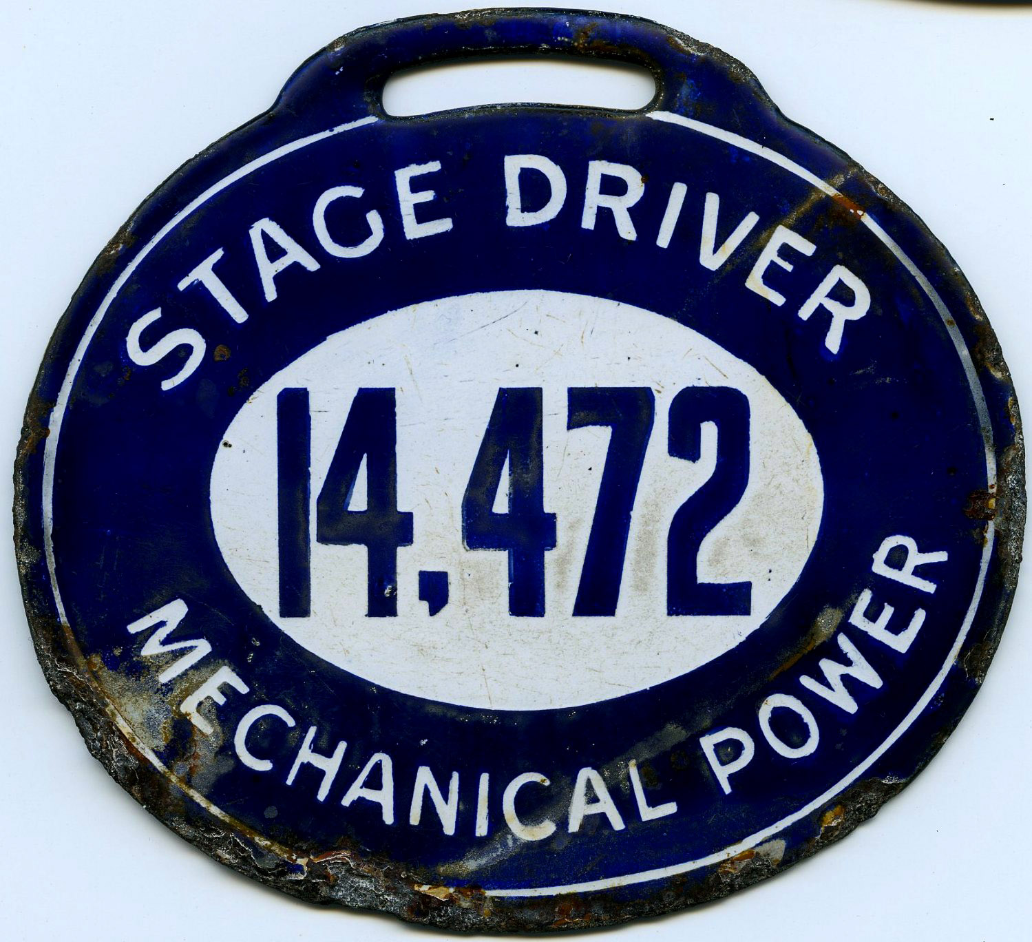 London bus driver's ENAMEL LICENCE BADGE 'MECHANICAL POWER' issued in the first years of the 20th