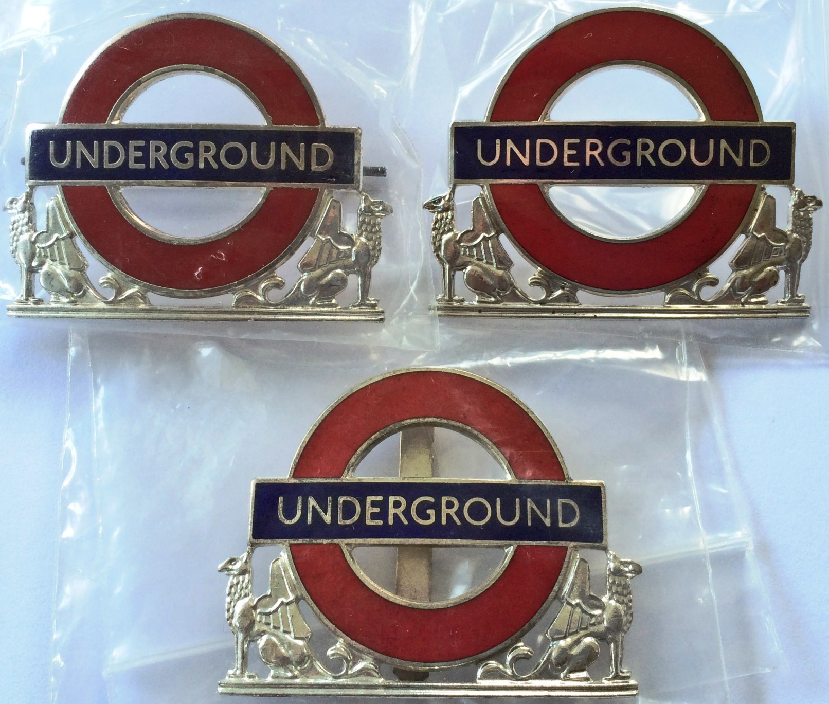 London Underground Foreman's/Inspector's CAP BADGES from the 1980s issue, the last with the