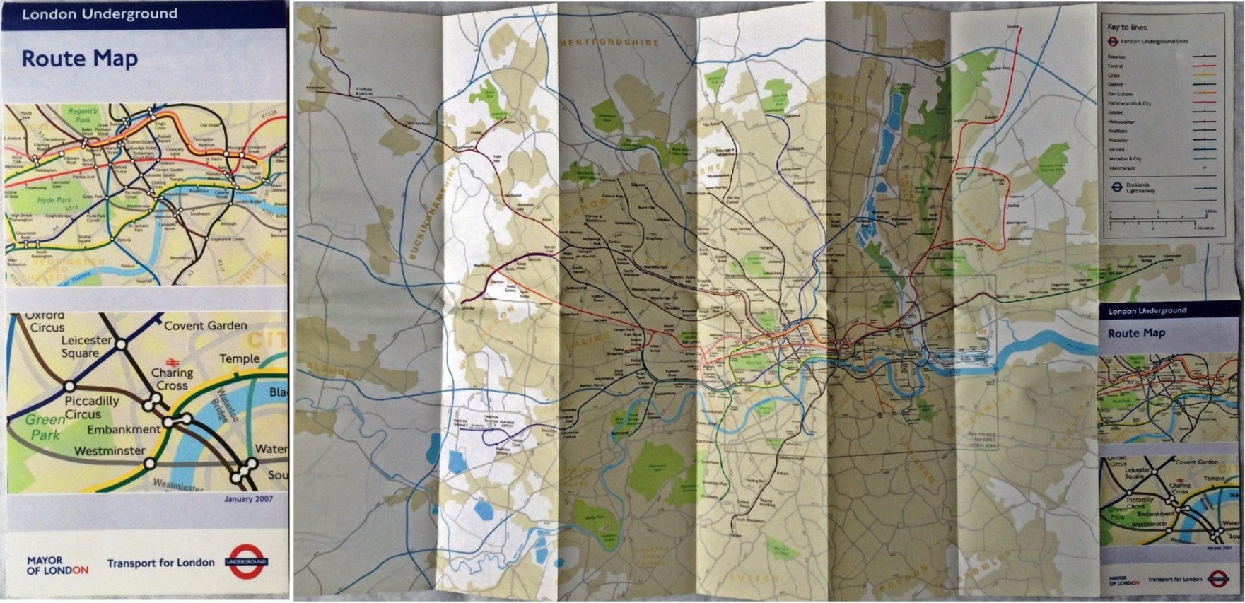 London Underground ROUTE MAP issued for internal use only and showing the complete system in