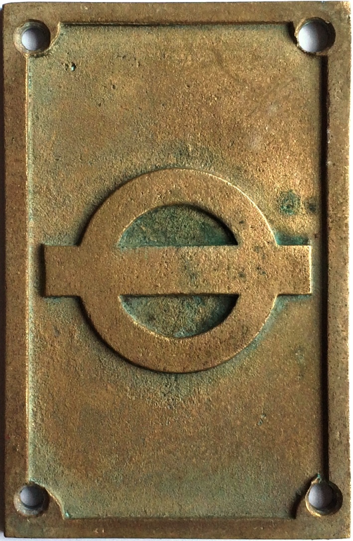 1930s London Underground bronze BULLSEYE PLAQUE as fitted to the concrete structures supporting