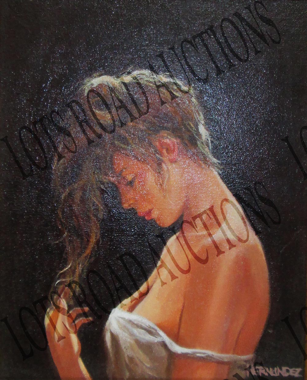 JUAN HERNANDEZ (Spanish) 'After the Shower', oil on board, 25cm x 20cm, signed and framed. (Please