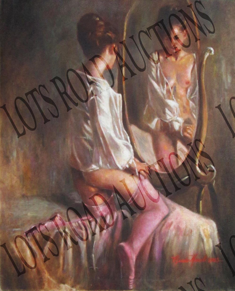 GUIDO MICCOLI, 'At the mirror', oil on canvas, 92cm x 73cm, signed and dated 2003.