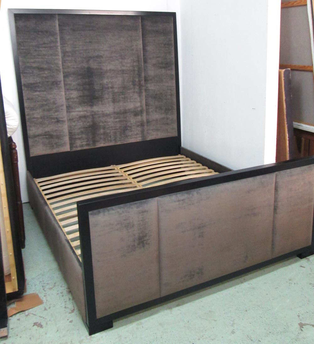 BED FRAME, 6ft, Bespoke made with a tall padded headboard.