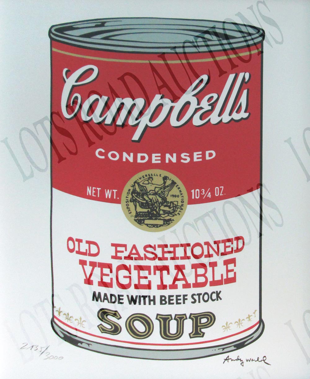 AFTER ANDY WARHOL, 'Old fashioned vegetable stock', lithograph, 49cm x 39cm, numbered in pencil,