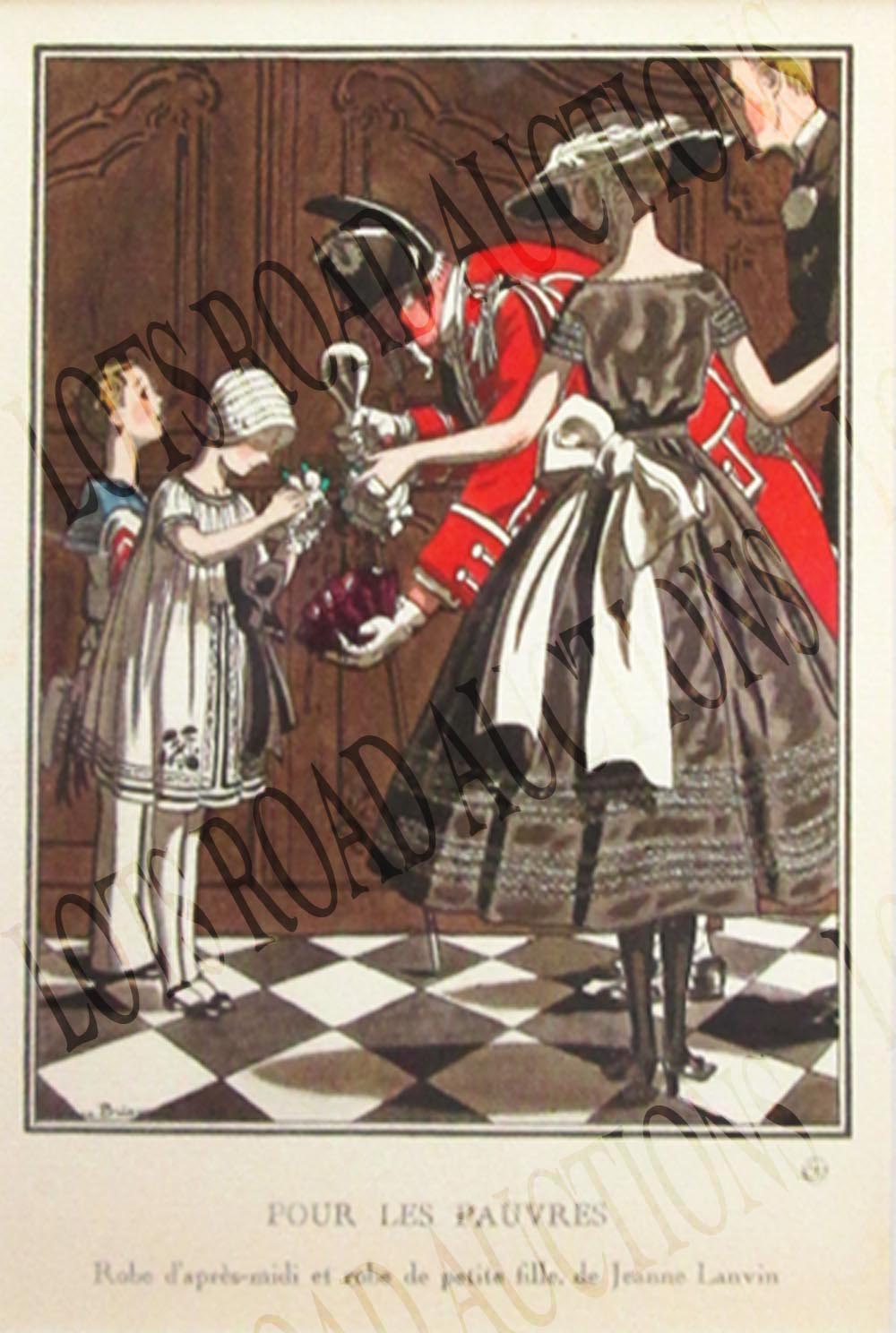 PIERRE BRISSAUD (1885-1964), 'Pour le pauvres' La Gazette du bon ton, 1920, original pochoir in
