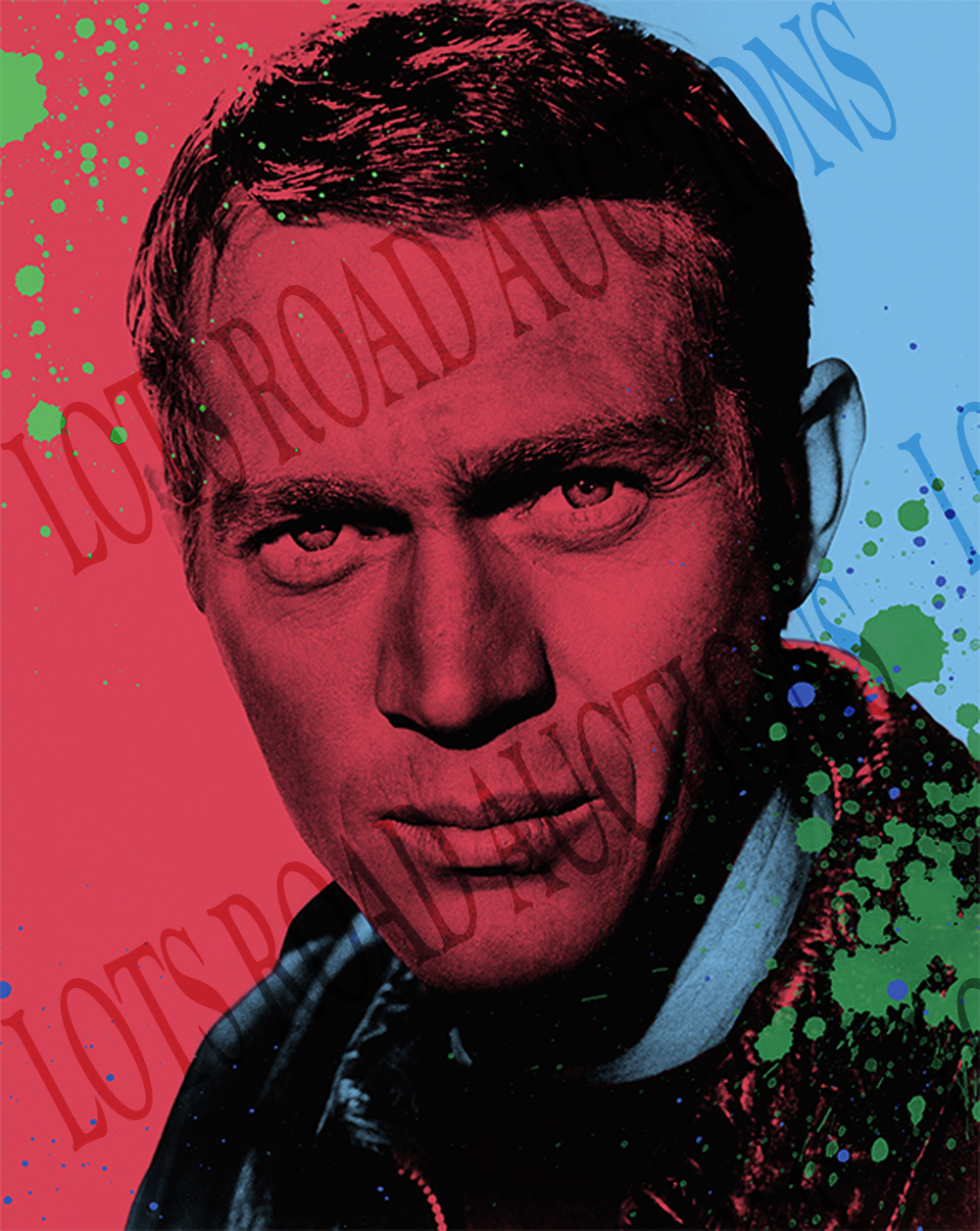 GEORGE ROBERTSON 'RED STEVE MCQUEEN', print, signed, 14/250, 66cm x 53cm, framed.