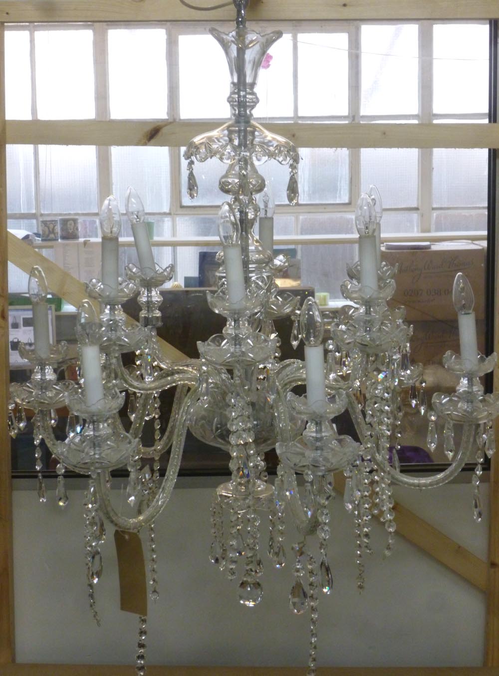 CHANDELIER, twelve branch Venetian style with crystal drops, 104cm H. (with faults)