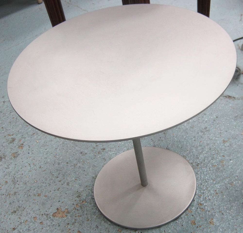 CASSINA  "on/off" OCCASIONAL TABLE, circular in brush aluminium, 50cm diam x 45cm H. ( slight
