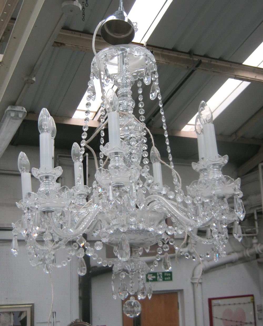 CHANDELIER, ten branch Venetian style with crystal drops, 98cm H. (with faults)