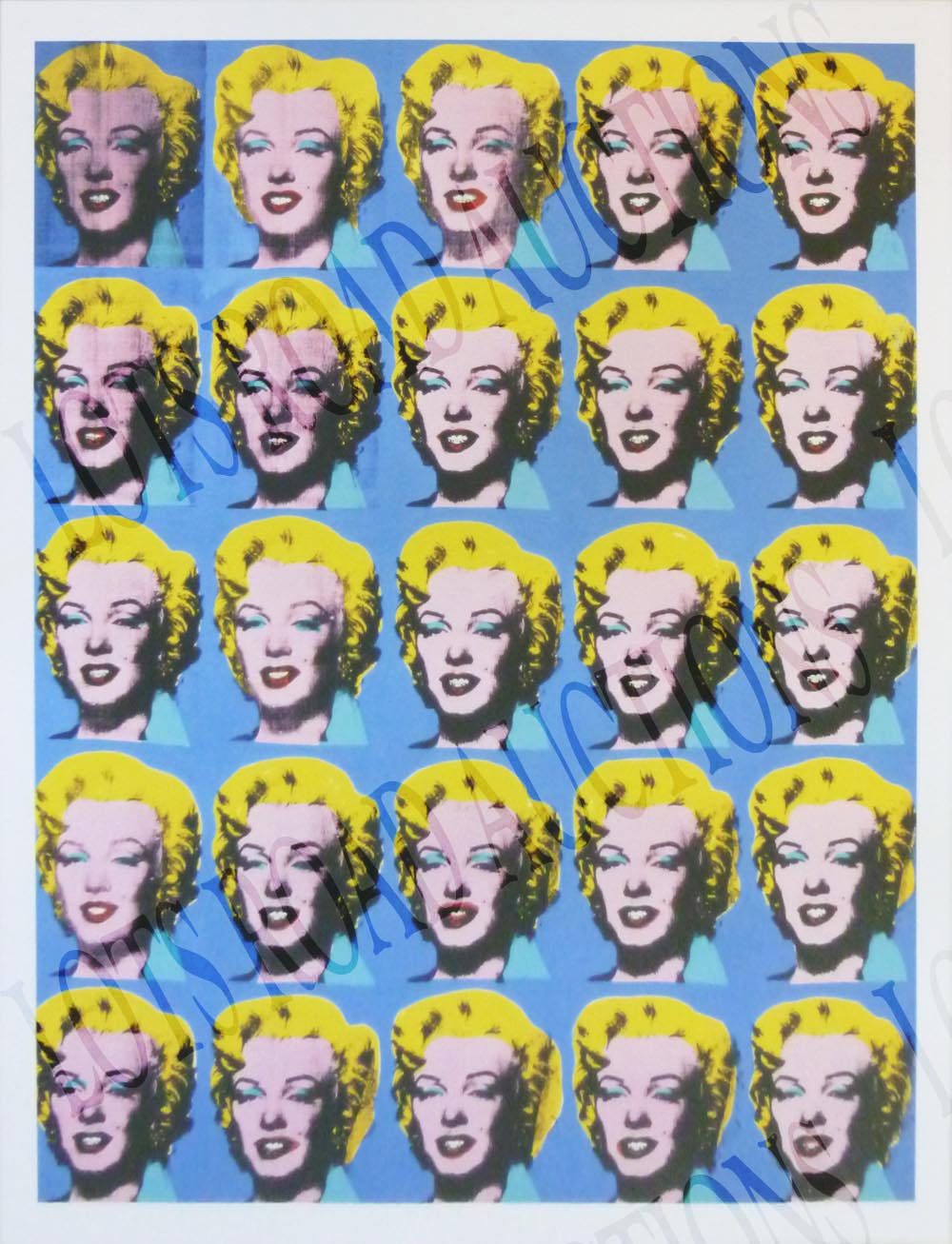 AFTER ANDY WARHOL, 'Multiple Marilyn's', giclée print, 54cm x 43cm, framed.