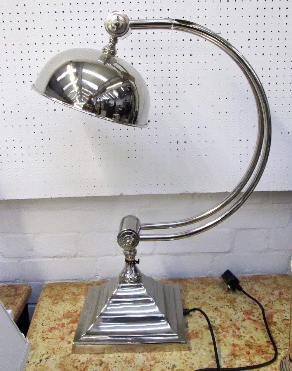 TABLE LAMP, of large proportions, Art Deco style, plated, 72cm H. (To be sold on behalf of