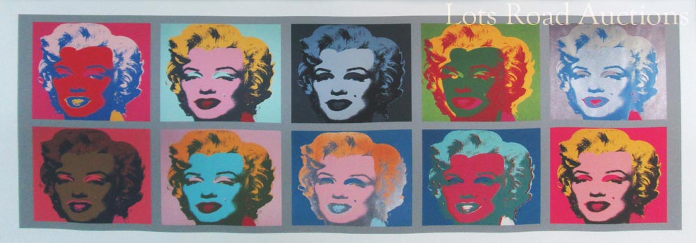 ANDY WARHOL (American, 1928-1986), 'Multiple Marilyns', lithograph, 29cm x 68cm, framed.