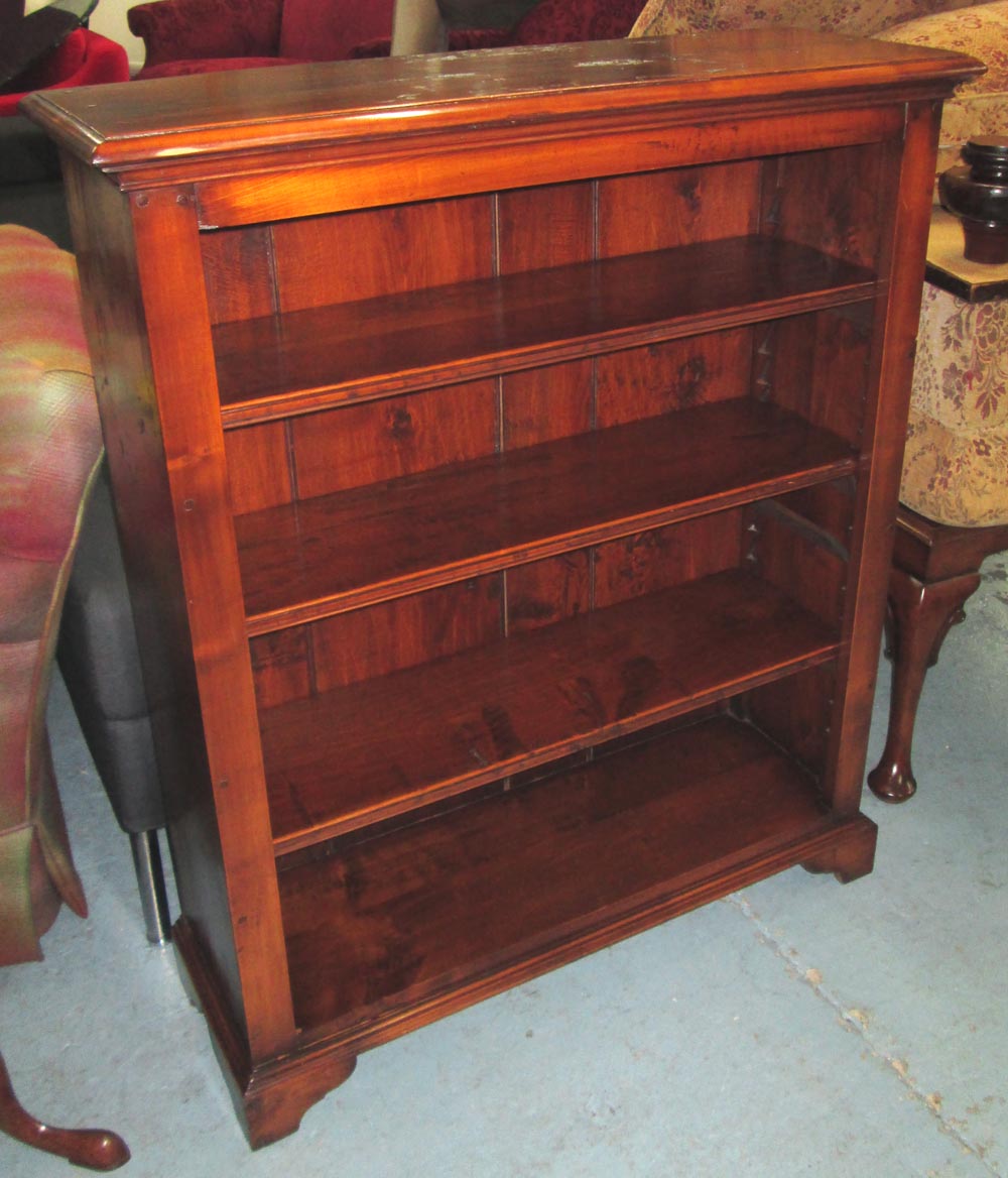 OPEN BOOKCASE, polished wood with adjustable shelves, 90cm x 30cm x 106cm H.